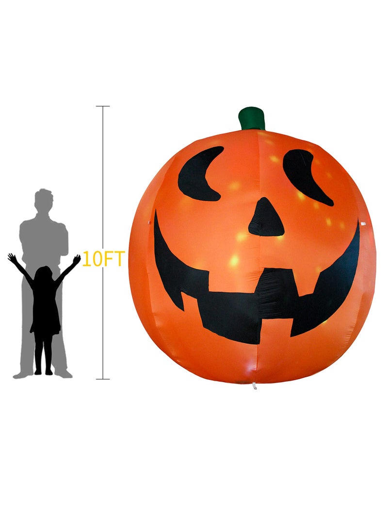 AJY 10 Feet Halloween Inflatable Giant Pumpkin with Build-in LEDs Blow Up Inflatables for Halloween Party Indoor Outdoor Blow Up Decoration Yard Garden Lawn Decorations - Image 3